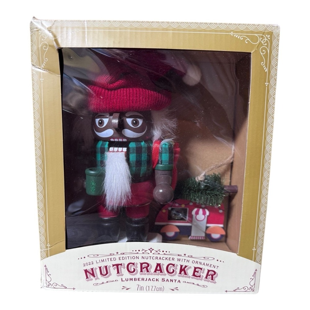 2022 Limited Edition Lumberjack Santa Nutcracker with Ornament World Market